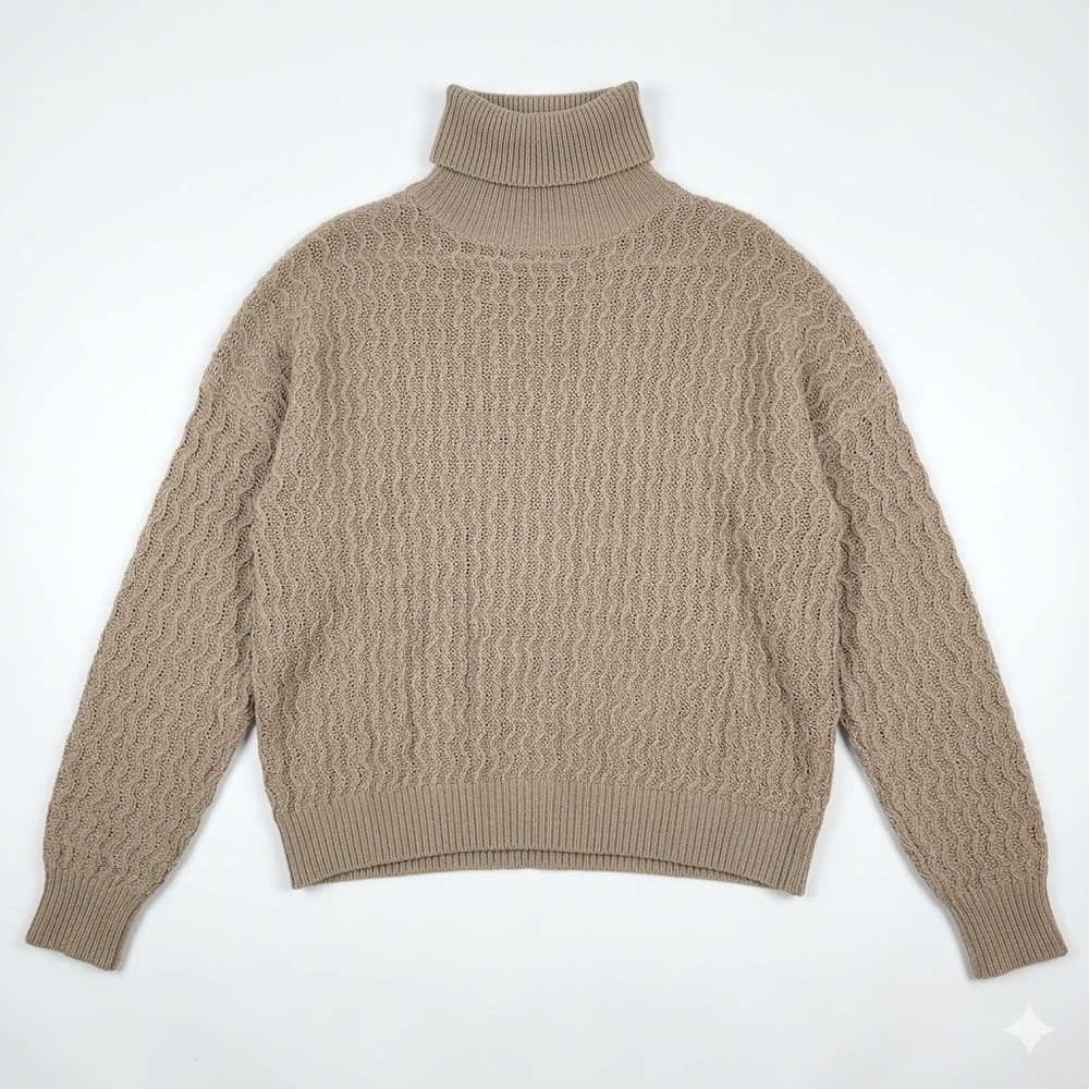 SHEIN Taupe Cable Knit Turtleneck Sweater